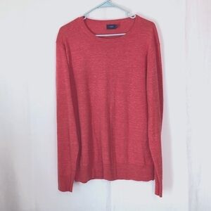 J Crew Heather Red Crewneck Linen Blend Knit Top Size Large